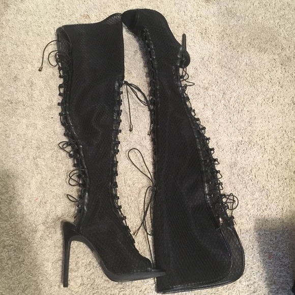 Black Thigh High Heels - Picture 3 of 4